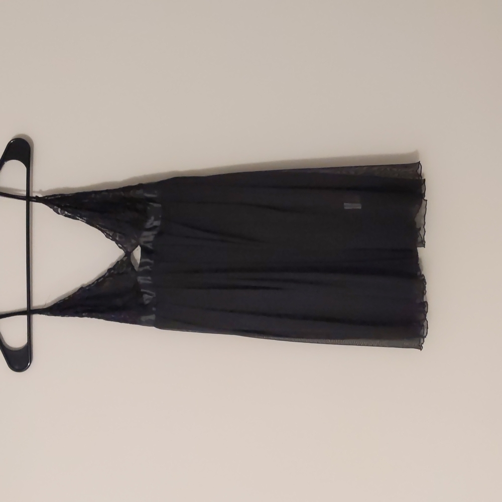 Black Lace Babydoll Lingerie Nightgown Negligee Pleated Back